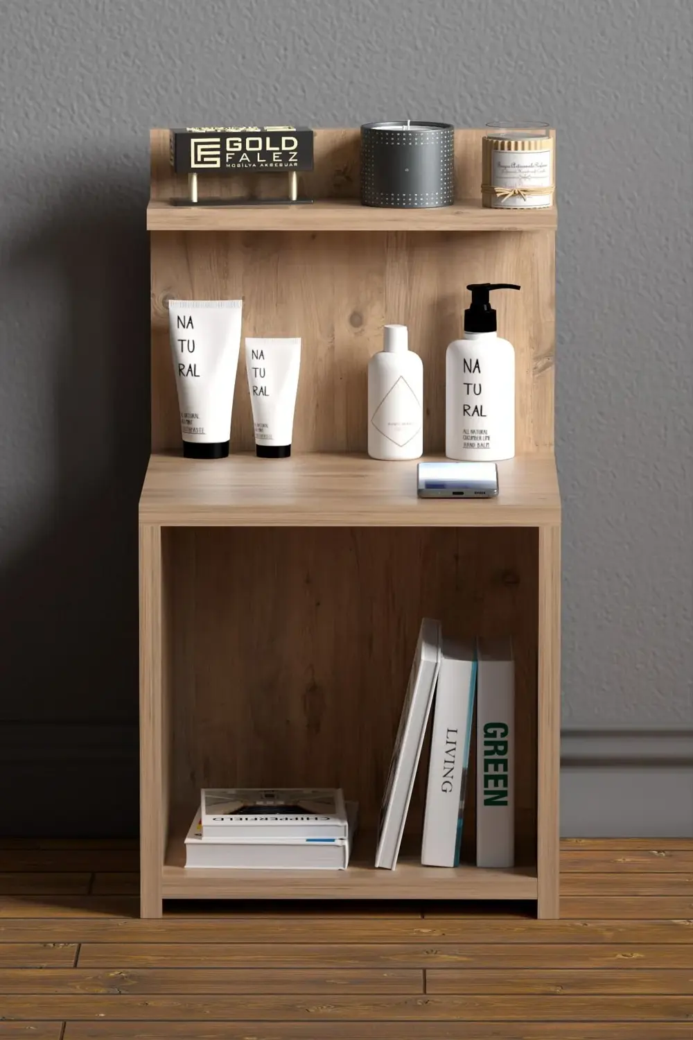 Komodin Raf Salon Ofis Dolabı Ceviz