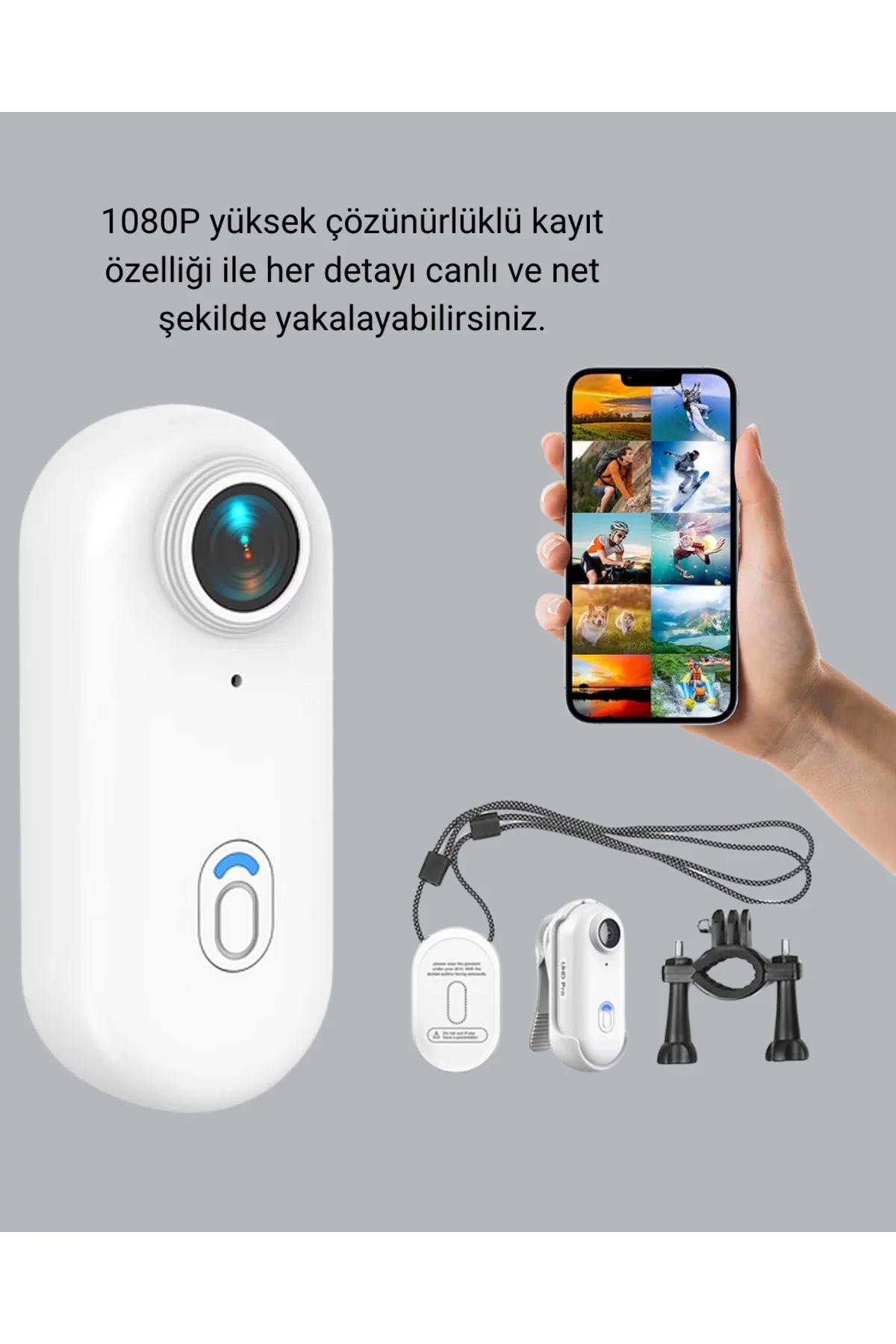 Kompakt 1080P Aksiyon Kamerası Suya Dayanıklı WiFi ve 120° Geniş Açı