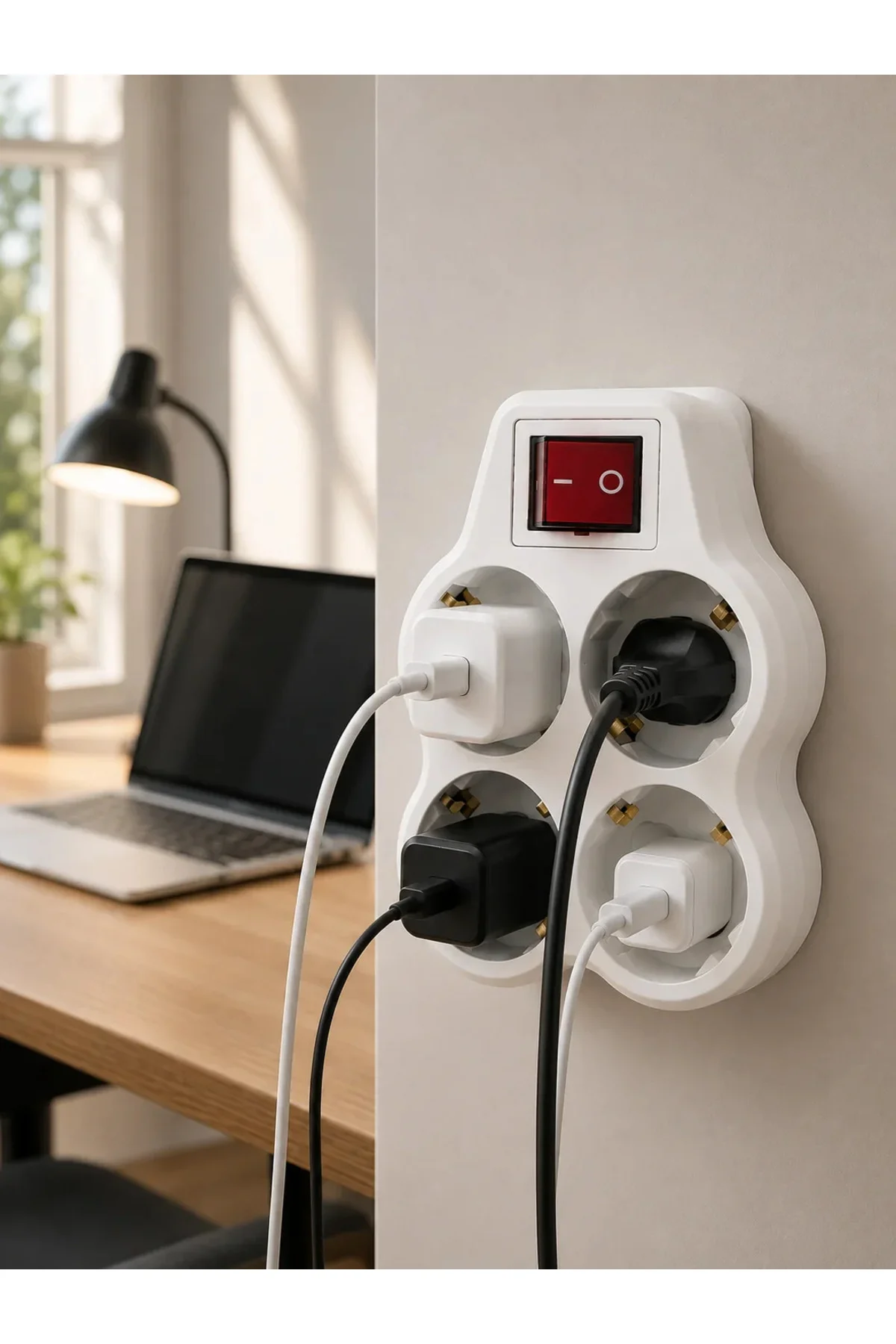 Kompakt 4’lü Priz Çoklayıcı Kablosuz Anahtarlı Ev Ofis Priz Çoğaltma Adaptörü Kompakt 4’lü Priz Çoklayıcı Kablosuz Anahtarlı Ev Ofis Priz Çoğaltma Adaptörü