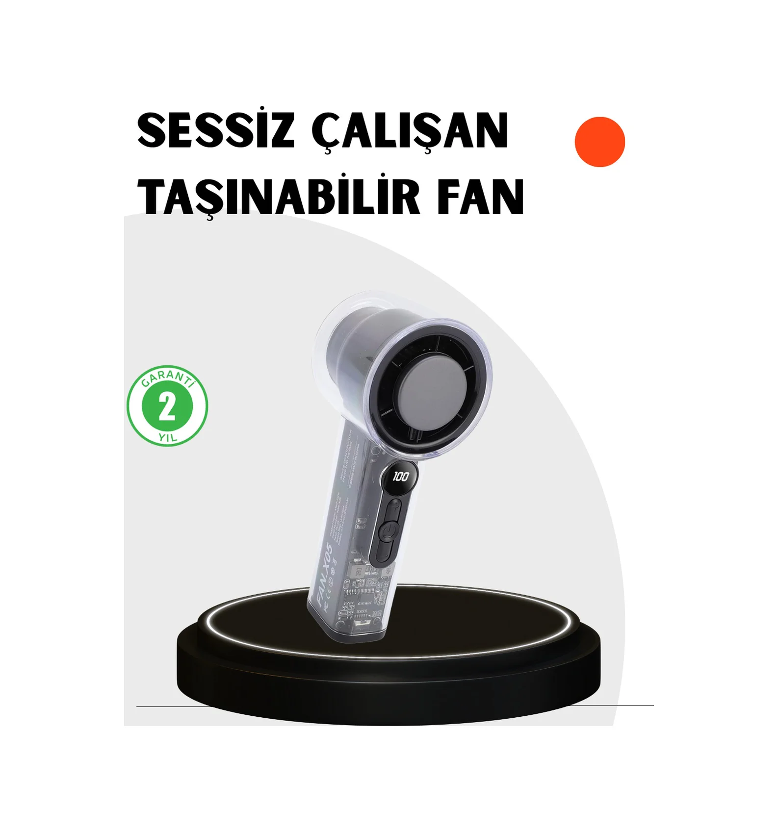 Kompakt Dijital Ekranlı Fan 100 Seviye Hız + Sessiz Çalışma - Lisinya