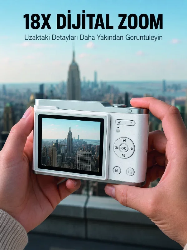 Kompakt Dijital Fotoğraf Makinesi - 18X Dijital Zoom ve 4K Video Çekimi