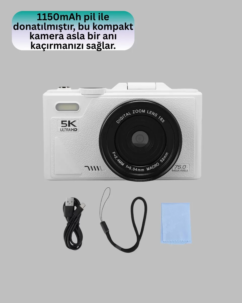 Kompakt Dijital Fotoğraf Makinesi - 18X Dijital Zoom ve 4K Video Çekimi