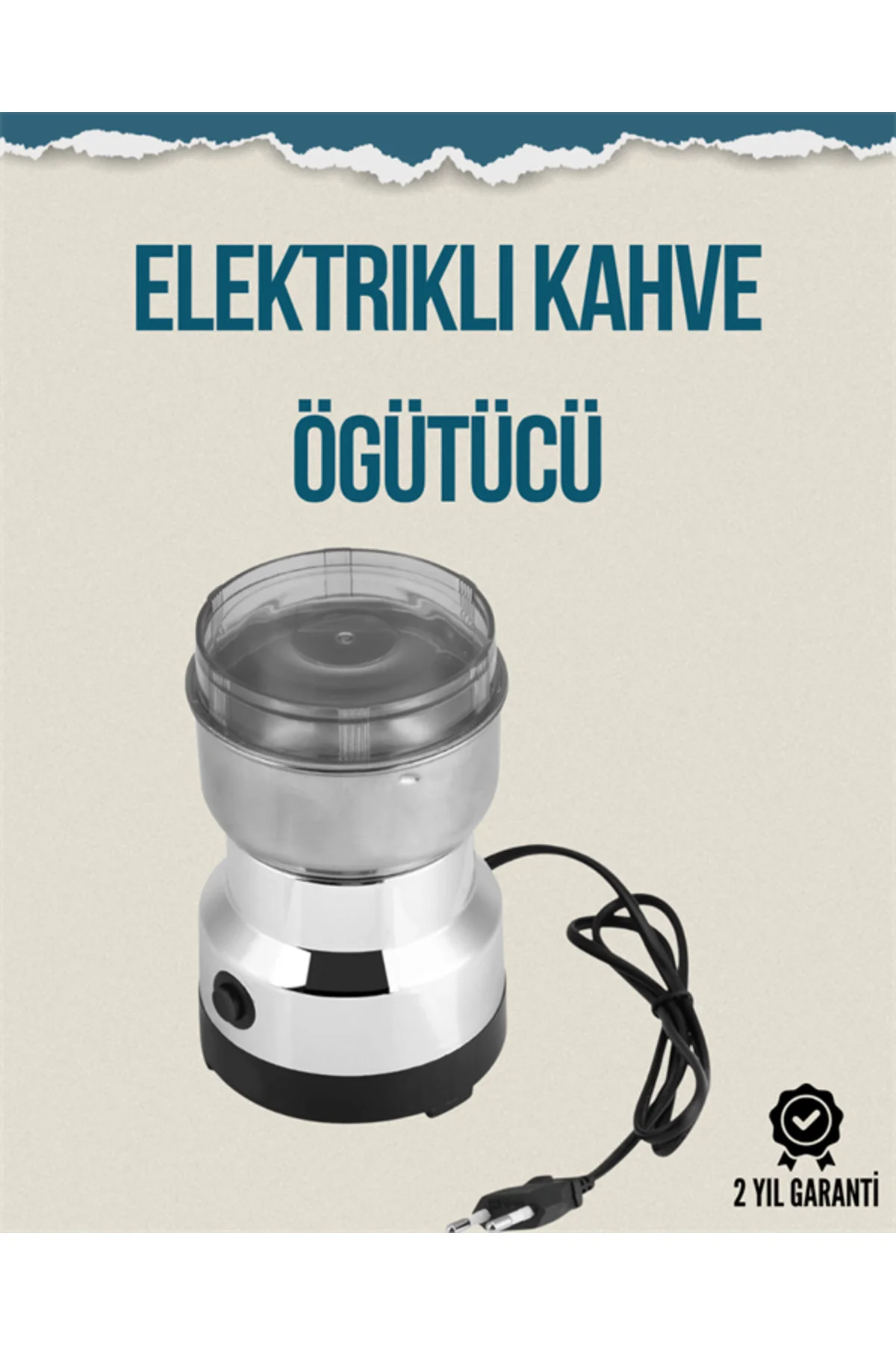 Kompakt Elektrikli Kahve ve Baharat Öğütücü | 14500 Devir, Şeffaf