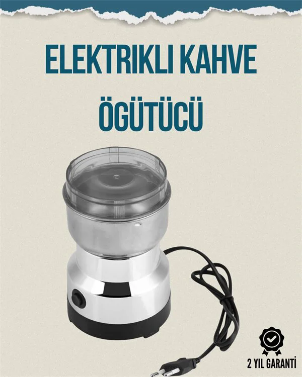 Kompakt Elektrikli Kahve ve Baharat Öğütücü - 14500 RPM Şeffaf Kapaklı Hızlı Öğütme