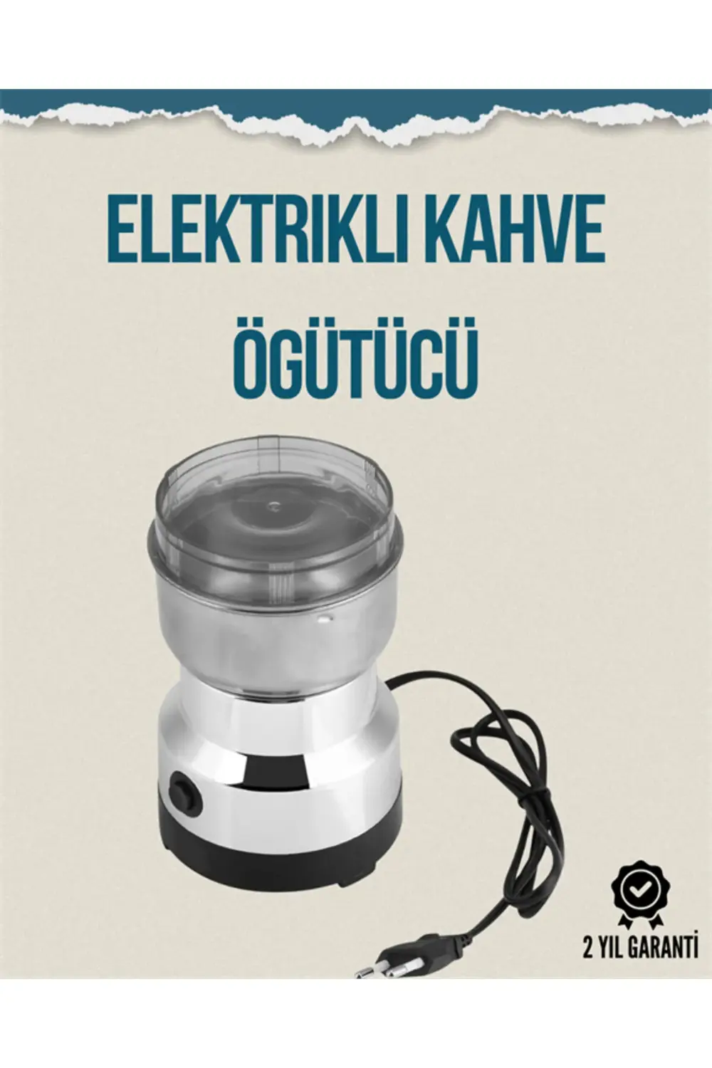 Kompakt Elektrikli Kahve ve Baharat Öğütücü | 14500 Devir, Şeffaf