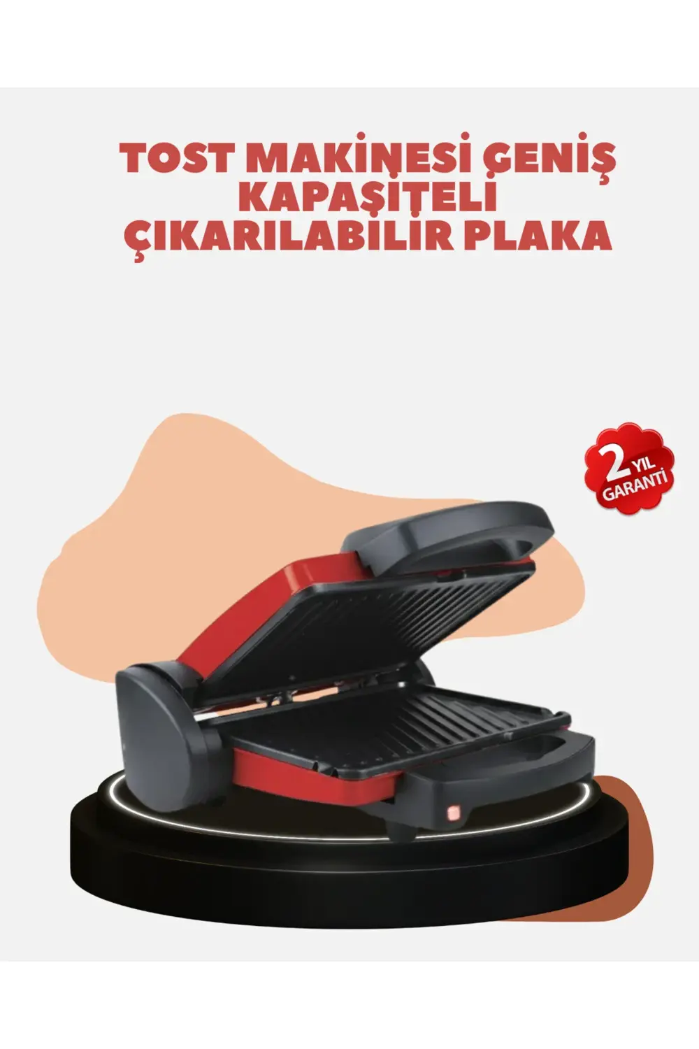 Kompakt Izgara ve Tost Makinesi – Çıkarılabilir Plaka, Döküm Gövd