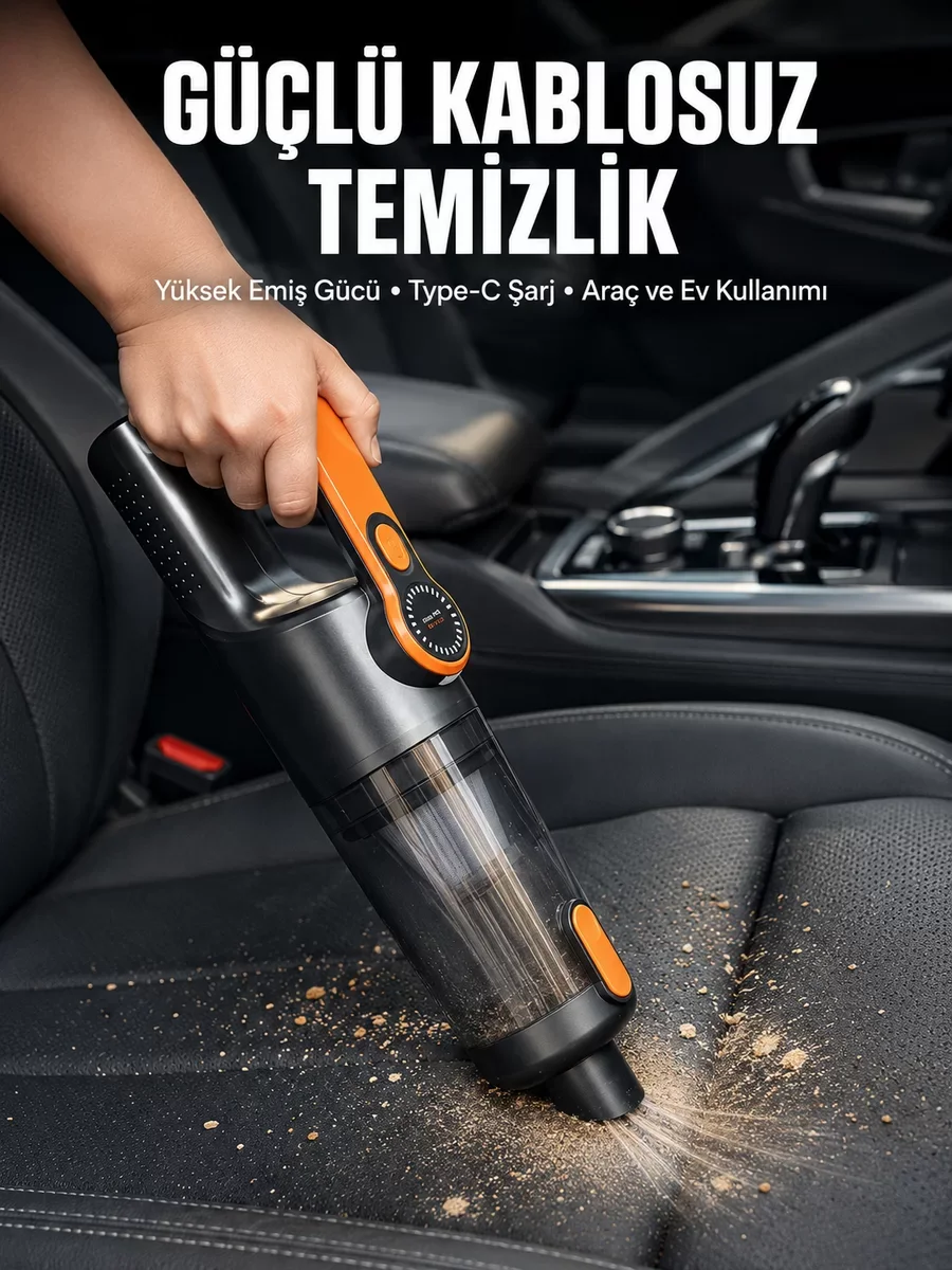 Kompakt Kablosuz Süpürge Güçlü Çekiş ve Düşük Ses Seviyesi