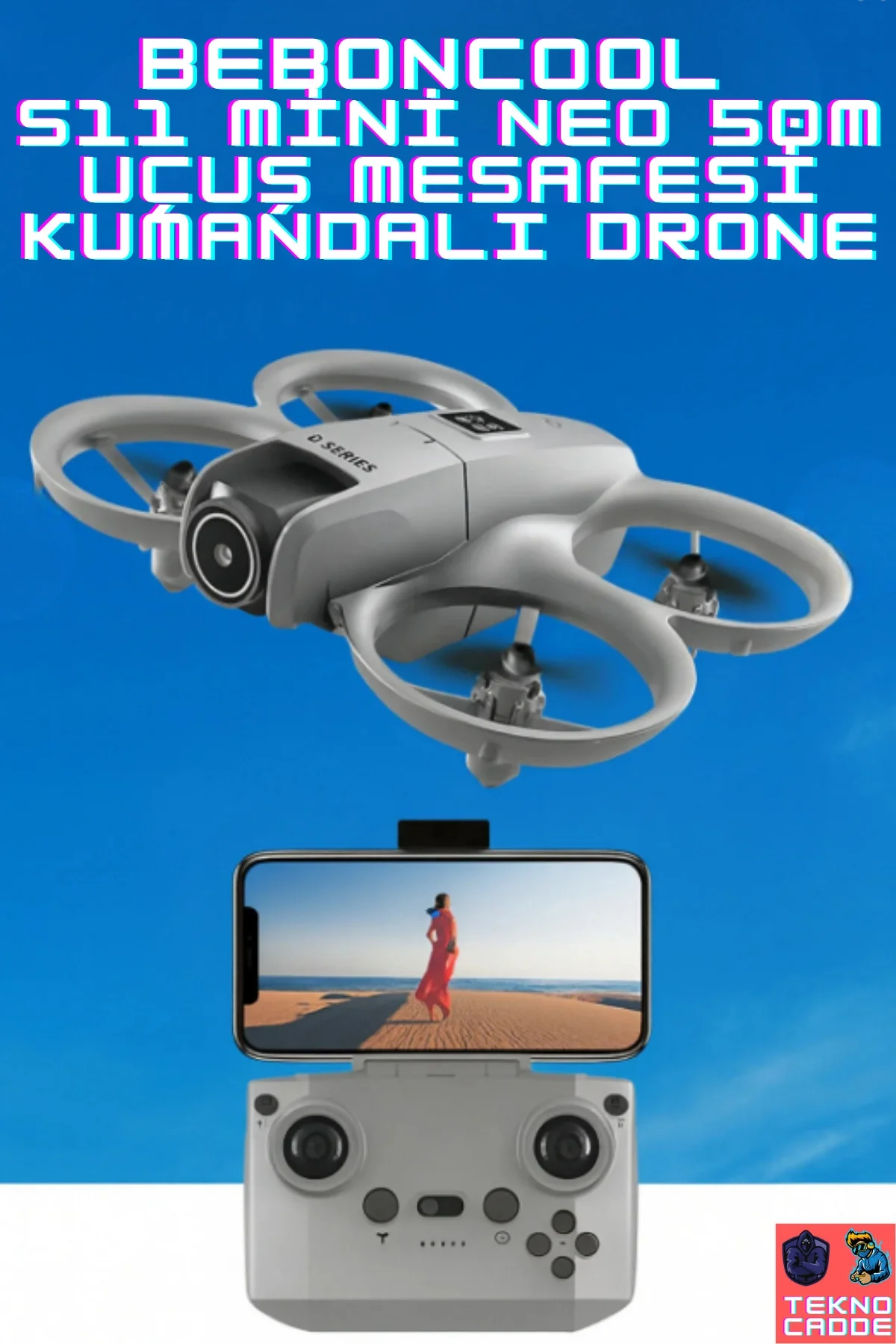 Kompakt Kumandalı Drone, 50 Metre Uçuş Mesafesi ve 480P Kamera Özelliği ile Gri Renk Seçeneği