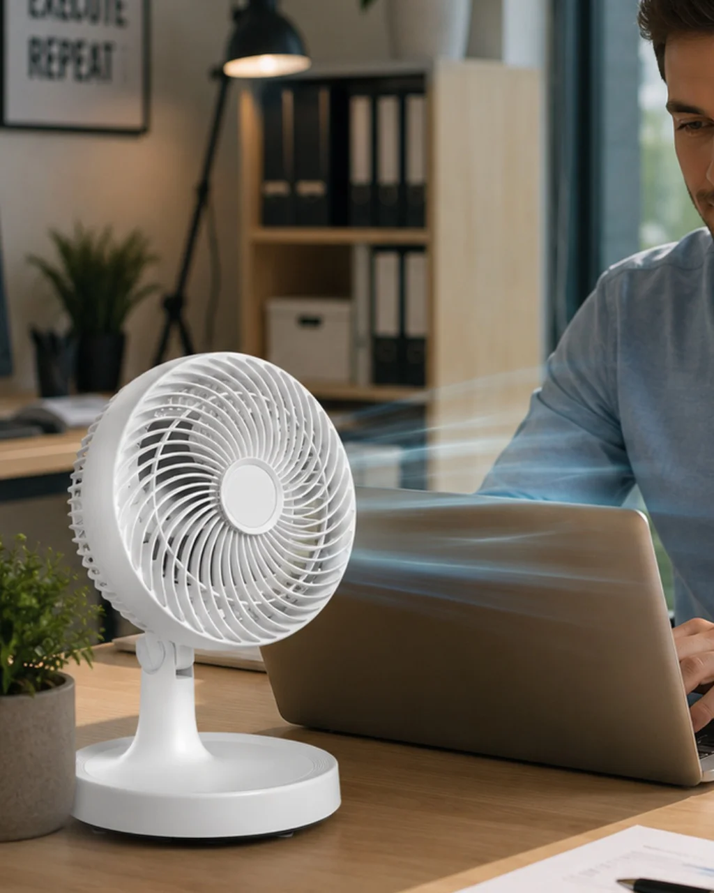 Kompakt Mini Fan Otomatik Salınımlı Sessiz Masaüstü Vantilatör - Lisinya