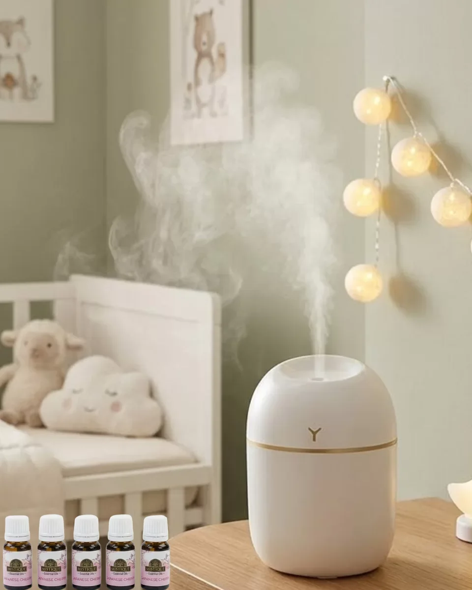 Kompakt Mini Hava Nemlendirici - 5 Esans Hediyeli LED Işıklı USB Aromaterapi Cihazı