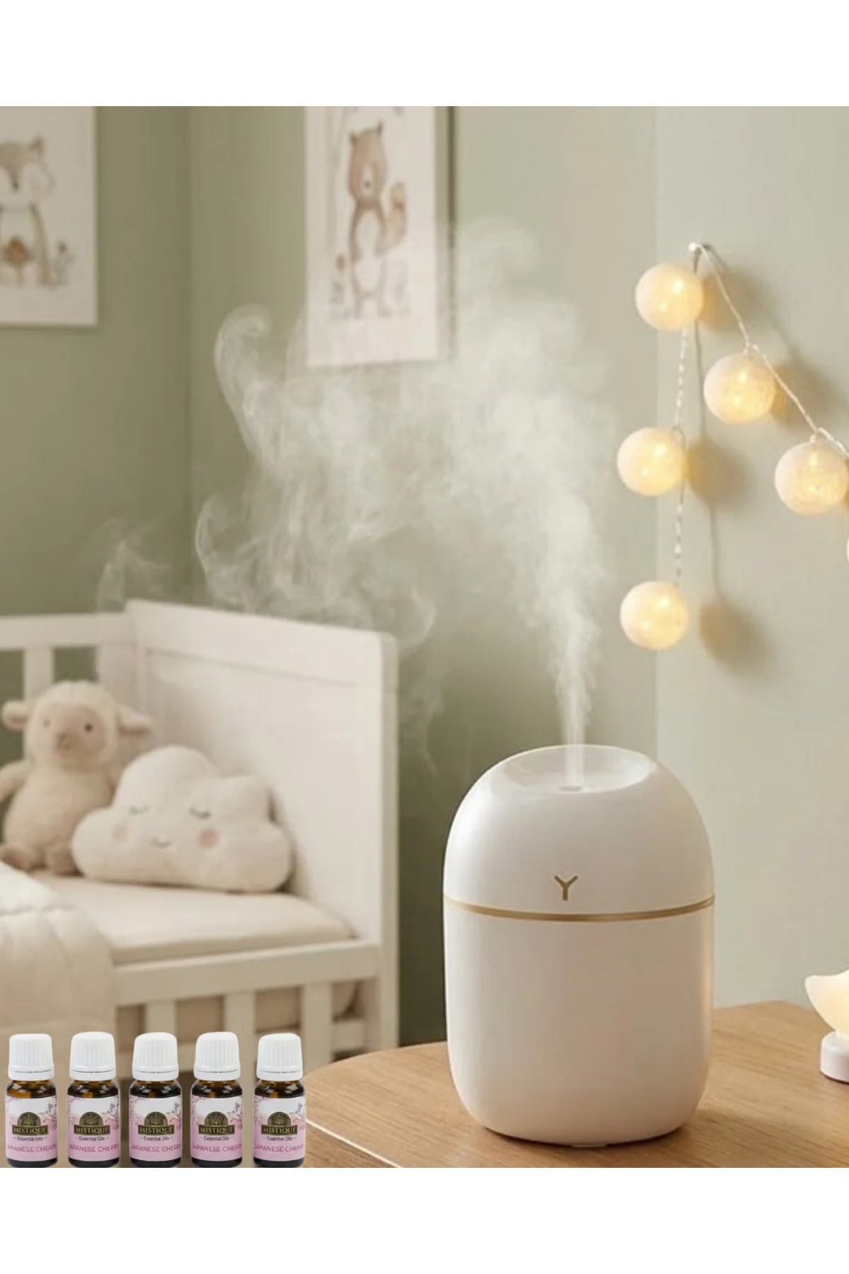 Kompakt Mini Hava Nemlendirici 5 Esans Hediyeli LED Işıklı USB Aromaterapi Cihazı