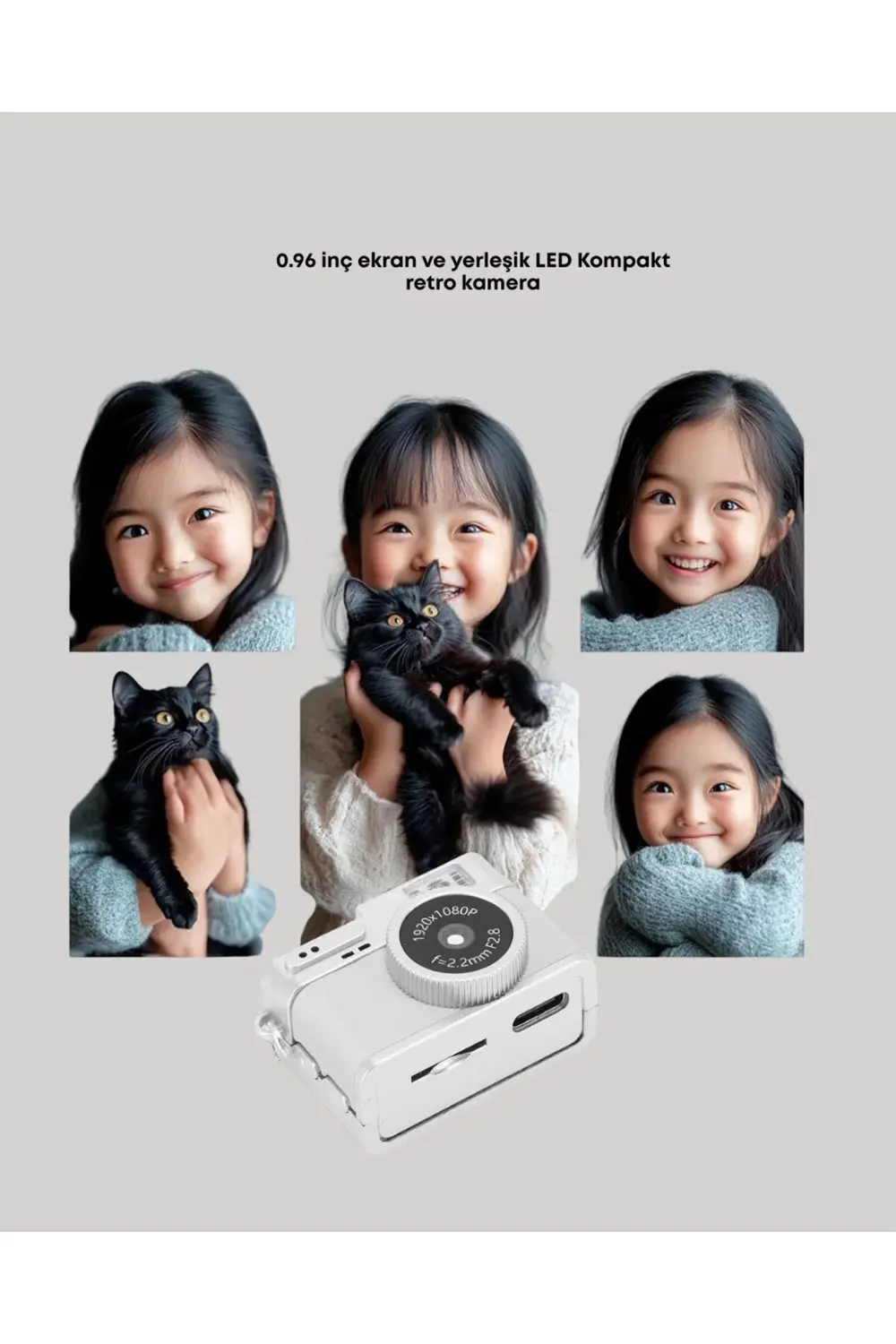 Kompakt Mini Kamera Retro Tasarım 128GB Hafıza 1080P Video