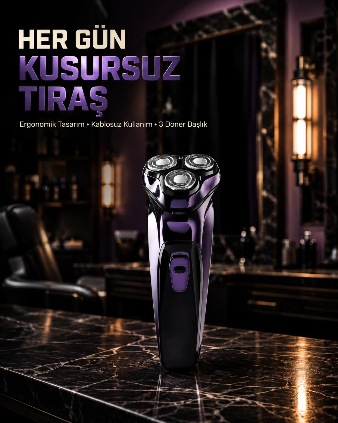 Kompakt Şarjlı Saç Sakal Tıraş Makinesi Kuru Kullanım Özellikli Kompakt Şarjlı Saç Sakal Tıraş Makinesi Kuru Kullanım Özellikli