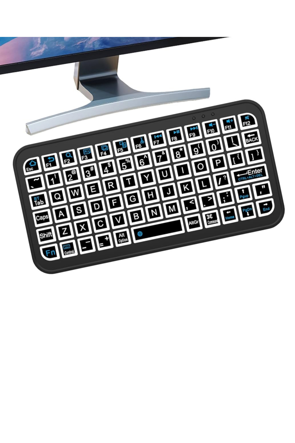 Kompakt Siyah RGB Işıklı Bluetooth Mini Klavye - Lisinya