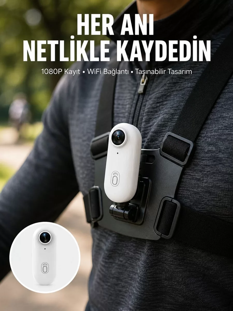Kompakt Su Geçirmez Spor Kamera 1080P - Darbeye Dayanıklı ve IP68 Sertifikalı