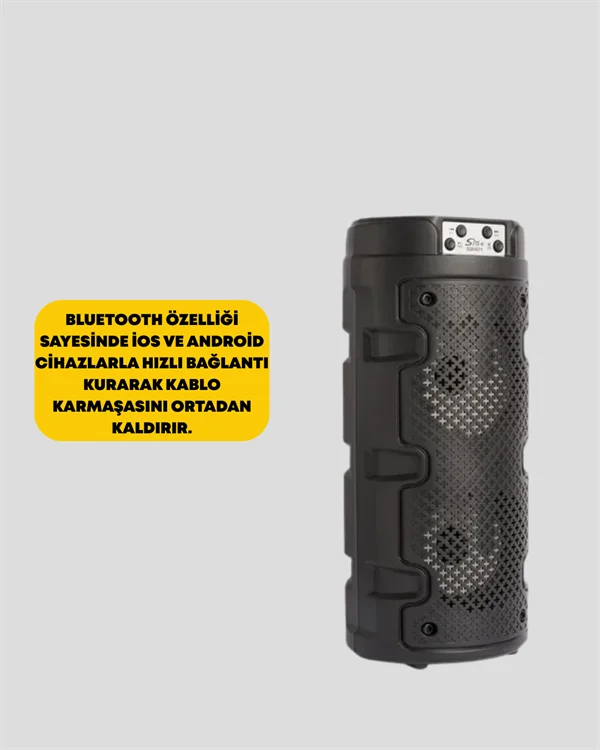 Kompakt Tasarım, Yüksek Ses Performansı – Çoklu Giriş Seçenekli Kablosuz Hoparlör (Bluetooth, USB, SD Kart, AUX) Kompakt Tasarım, Yüksek Ses Performansı – Çoklu Giriş Seçenekli Kablosuz Hoparlör (Bluetooth, USB, SD Kart, AUX)