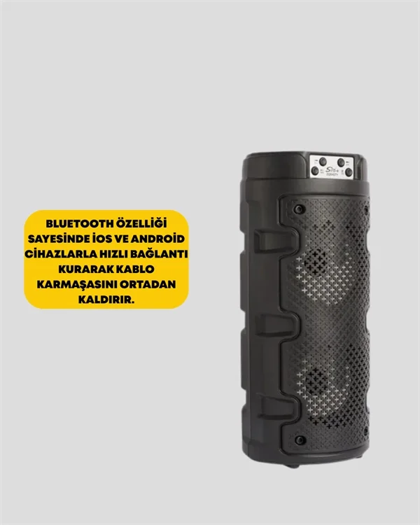 Kompakt Tasarım, Yüksek Ses Performansı – Çoklu Giriş Seçenekli Kablosuz Hoparlör (Bluetooth, USB, SD Kart, AUX) Kompakt Tasarım, Yüksek Ses Performansı – Çoklu Giriş Seçenekli Kablosuz Hoparlör (Bluetooth, USB, SD Kart, AUX)