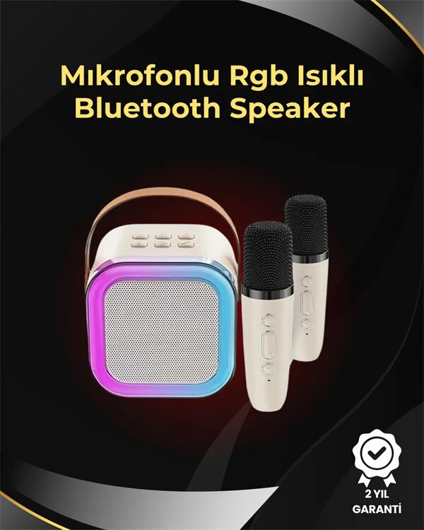 Kompakt Taşınabilir Karaoke Sistemi - Bluetooth 5.0, LED Işık ve Kablosuz Mikrofon