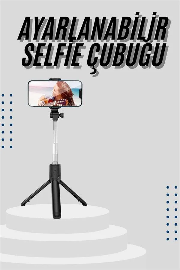 Kompakt Tripod Selfie Çubuğu Bluetooth Kumanda & LED Işık