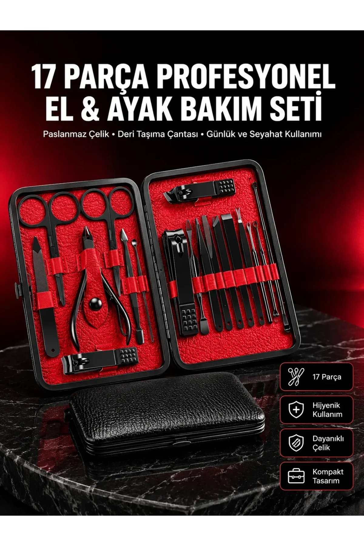 Kompakt ve Şık Tasarımlı 17 Parça Bakım Seti Yeni Nesil Kompakt ve Şık Tasarımlı 17 Parça Bakım Seti Yeni Nesil