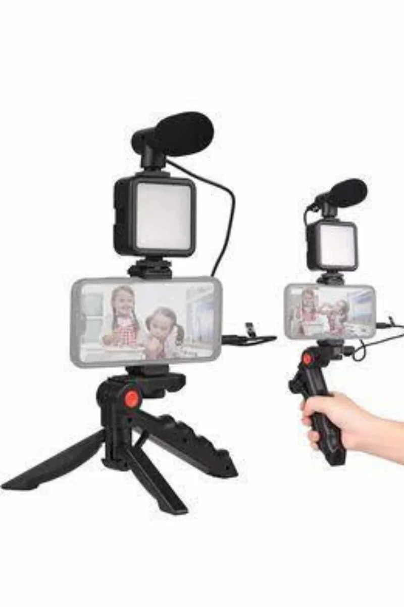 Kompakt Vlog Seti: Mini Tripod, Kumanda Mikrofon ve LED Işık ile Profesyonel Çekimler