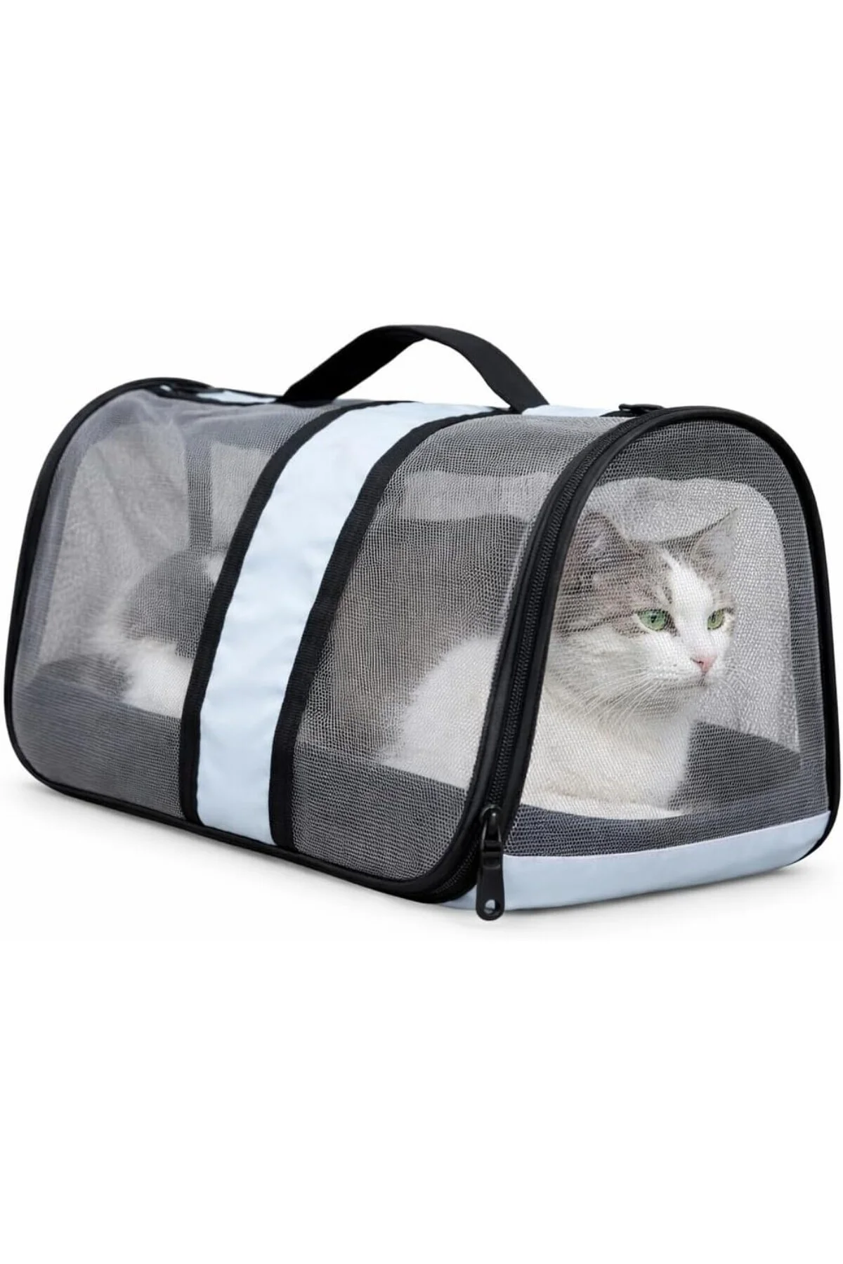® Komple Fileli Sağlıklı Kedi Taşıma Çantası – MDF Sert Tabanlı, 