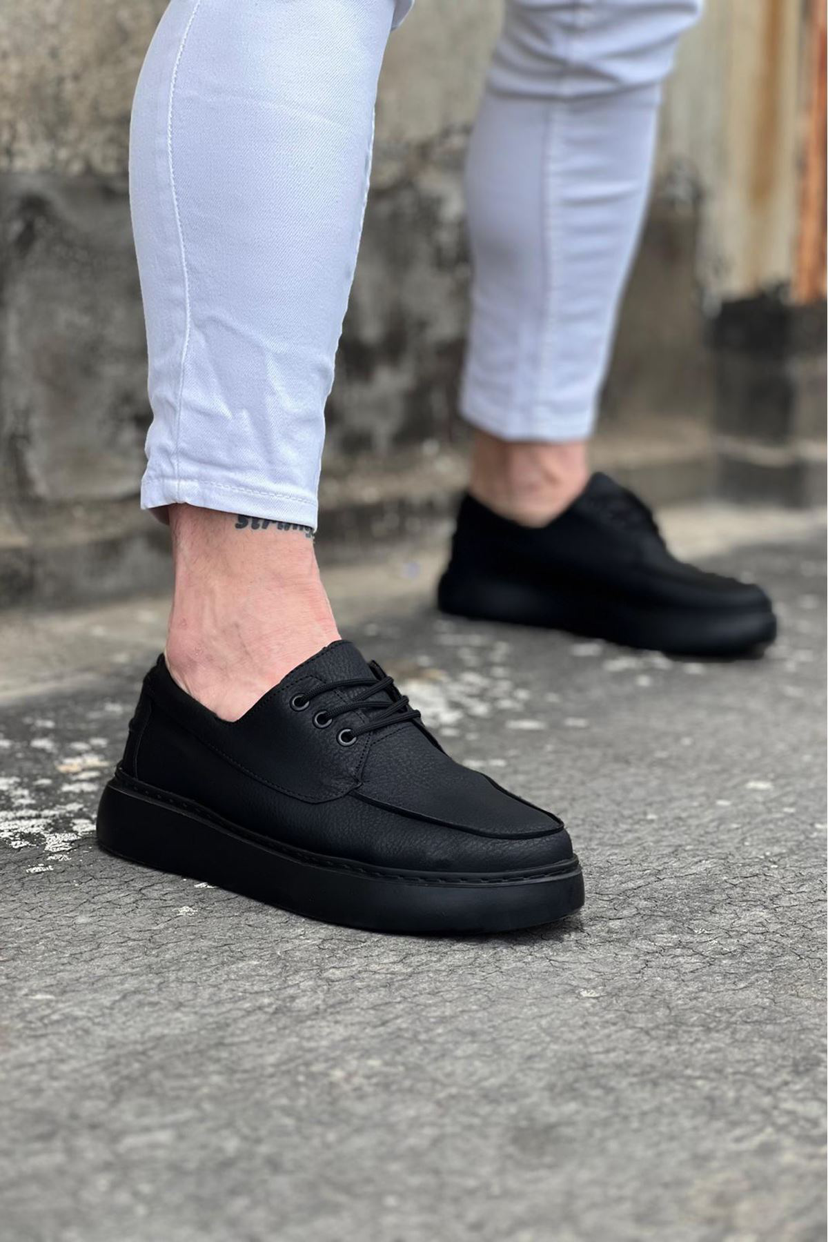 K&A Kömür Cilt Ortopedik Taban Erkek Casual Ayakkabı