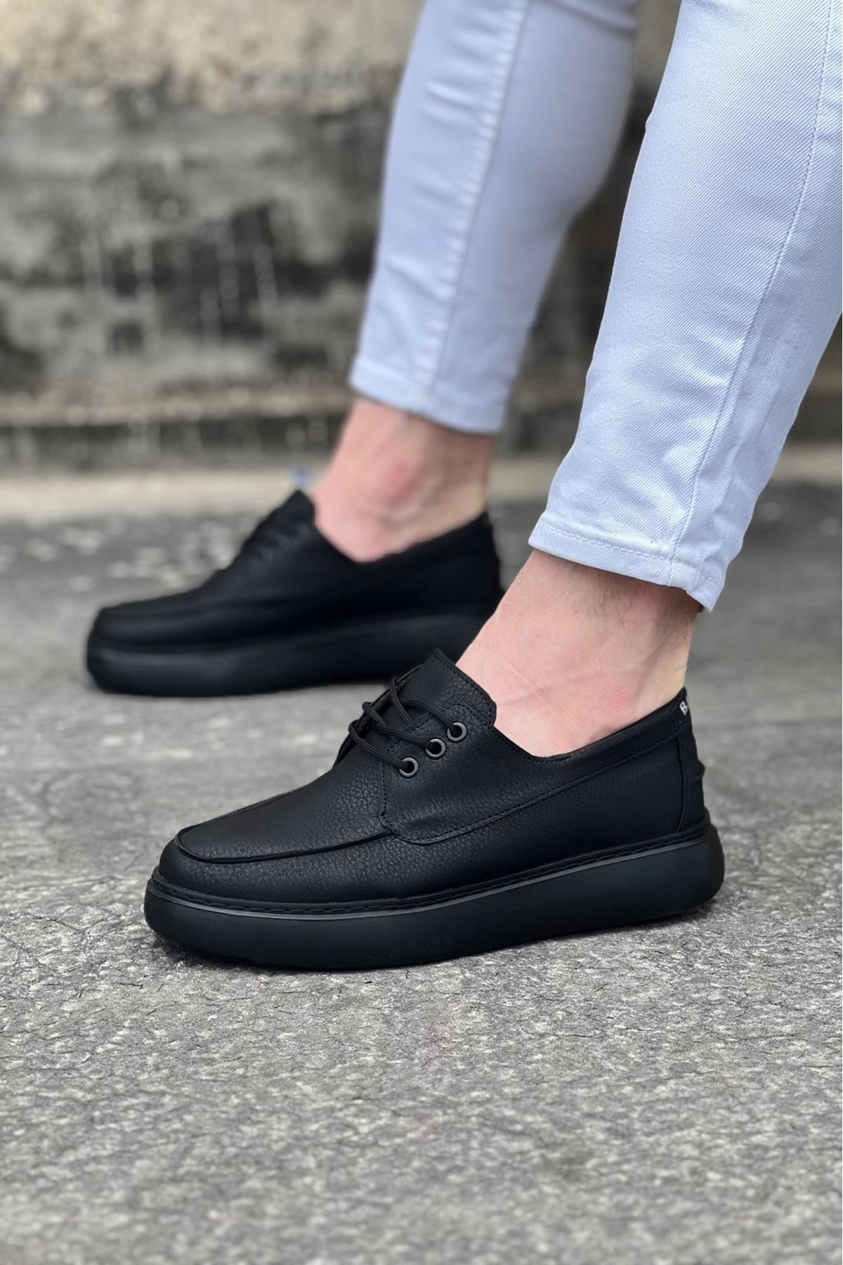 K&A Kömür Cilt Ortopedik Taban Erkek Casual Ayakkabı