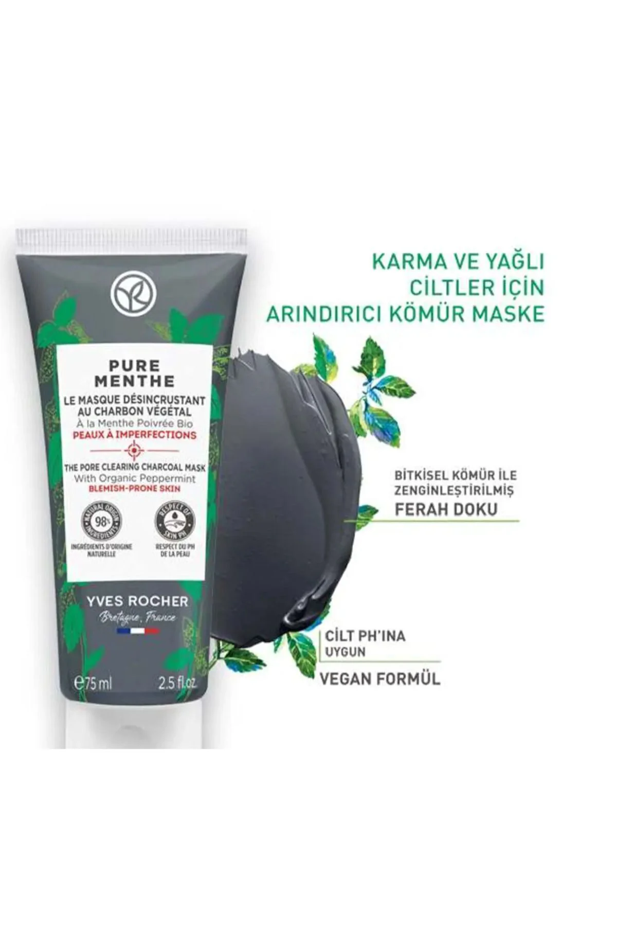 Kömür Maske Karma, Yağlı ve Akneye Eğilimli Cilt Karşıtı 75 ml