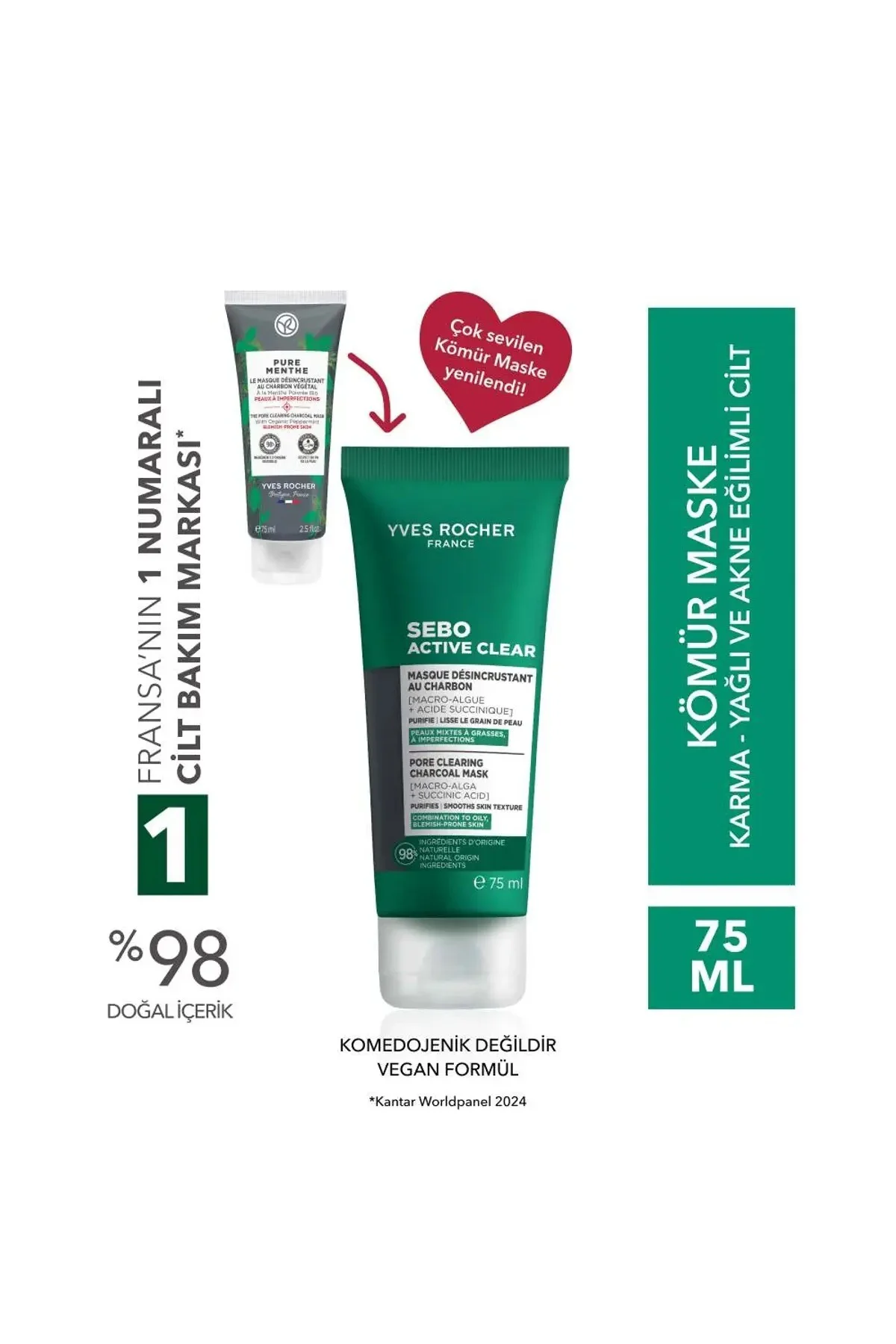 Kömür Maske Karma, Yağlı ve Akneye Eğilimli Cilt Karşıtı 75 ml