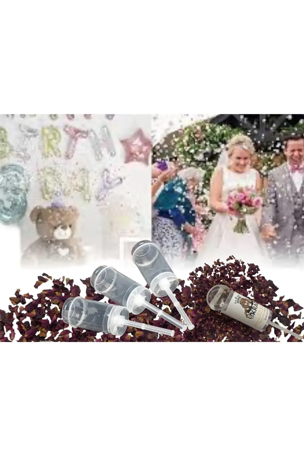 Konfeti, Şırınga Konfeti, Kurı Gül Şırınga Konfeti, 2 Adet Fiyatı