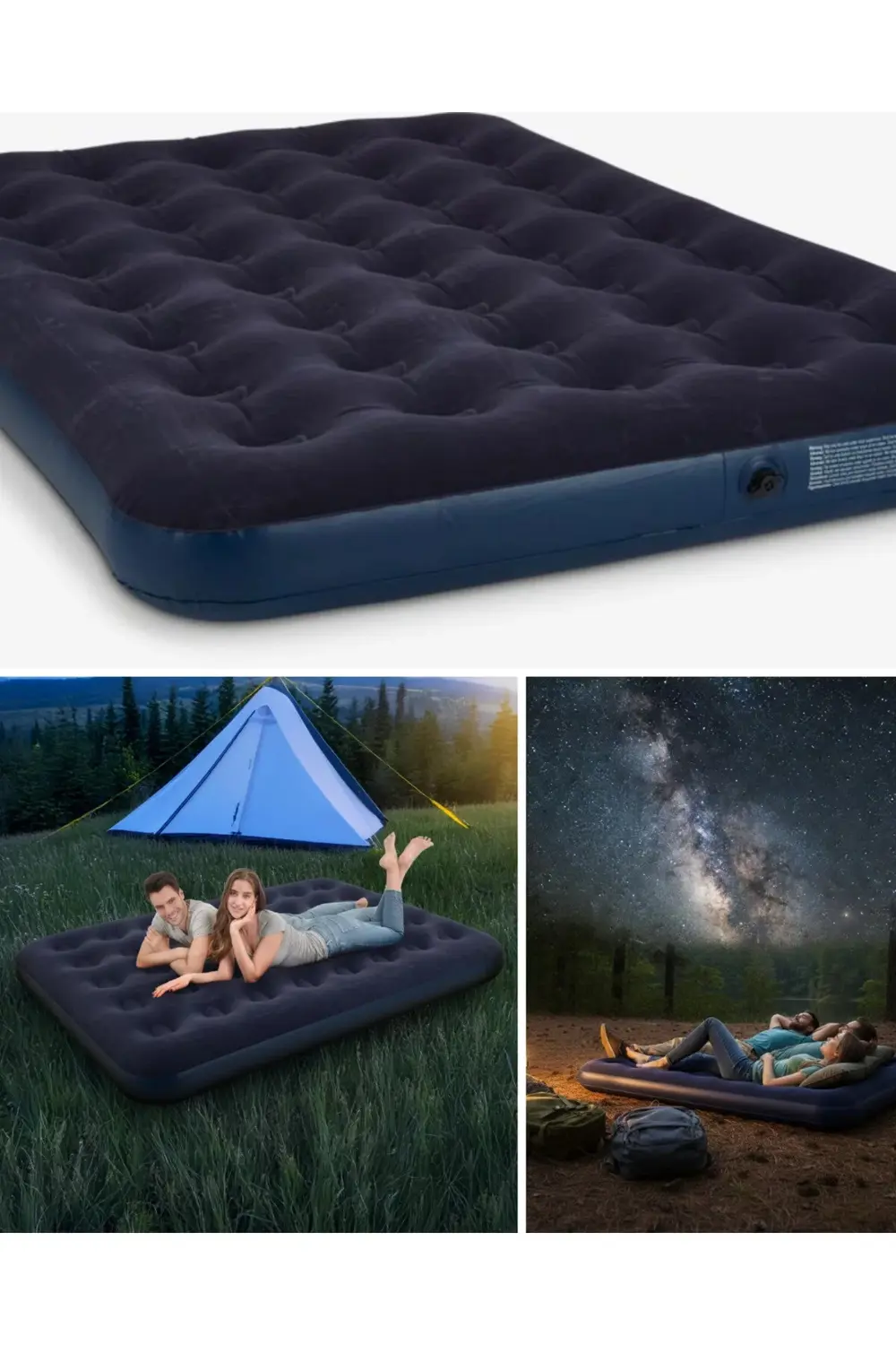 Konforlu Çift Kişilik Şişme Yatak Flokeli Yüzey Dayanıklı Gövde