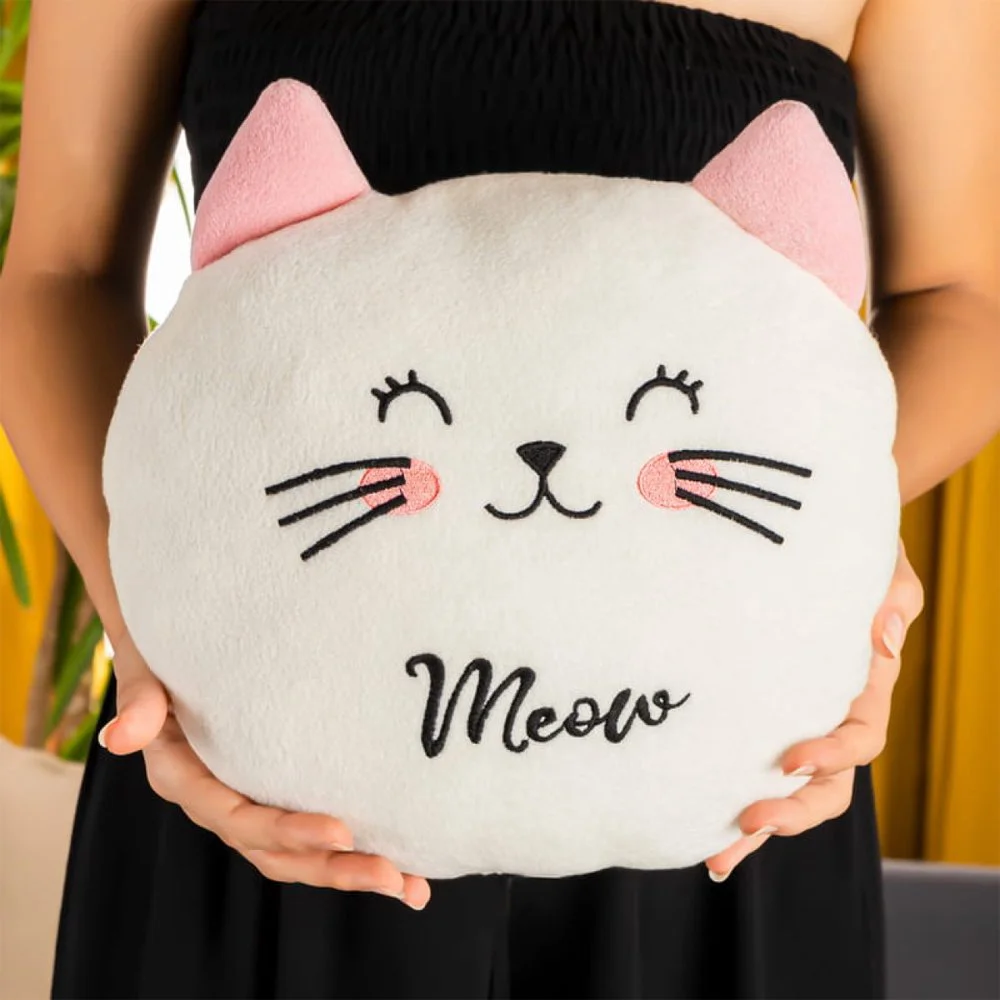 Konforlu Peluş Kedi Yastık - Yumuşak Dokunuşlu Dekoratif Ev Akses