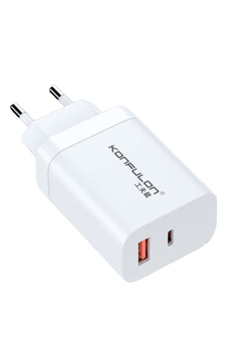 Konfulon C99Q 65W PD Destekli Type-C ve USB Çift Çıkışlı Hızlı Şarj Adaptörü - Beyaz Fiyatı, Yorumları ve Özellikleri