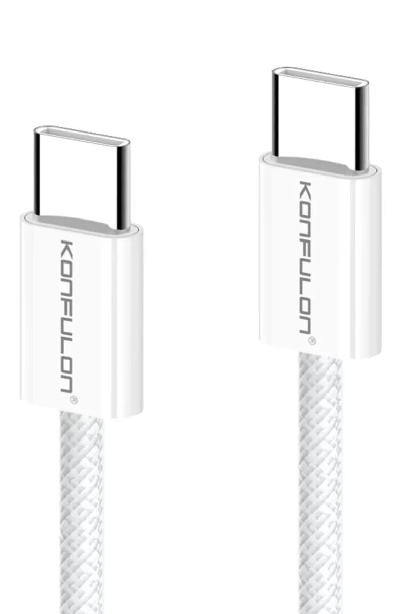 Konfulon DC130 2M 60W Type-C to Type-C Örgülü Hızlı Şarj Kablosu - Beyaz Fiyatı, Yorumları ve Özellikleri