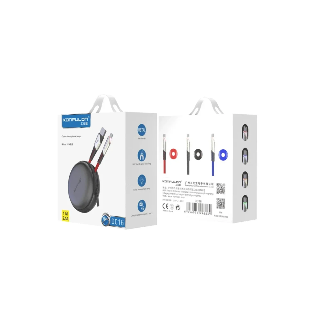 Konfulon DC16 Micro USB Kablo 1M 2.4A - Kırmızı - Görsel 3