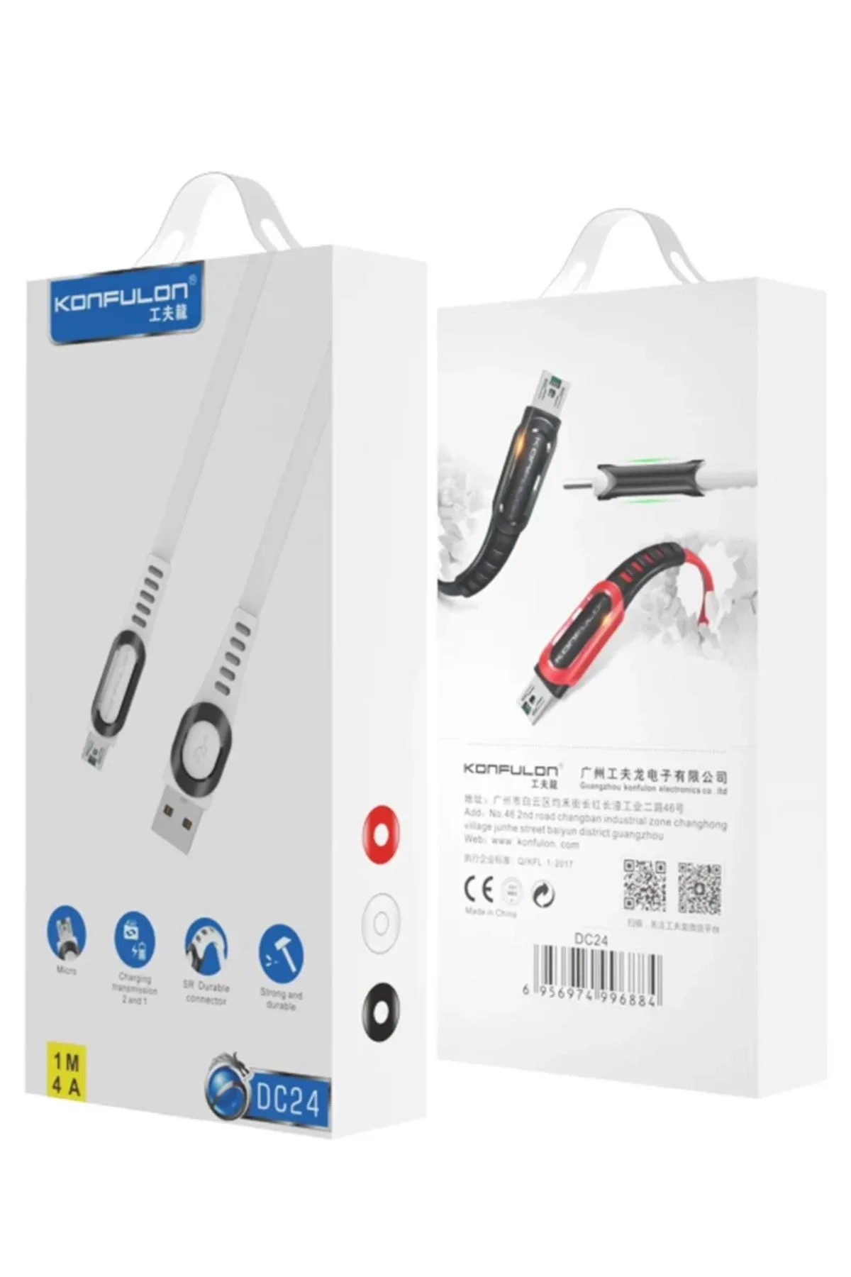 Konfulon DC24 Micro USB Kablo 1.2M 4A - Kırmızı