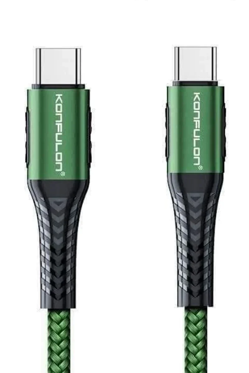 Konfulon DC43 Type-C to Type-C 1M Örgü 60W Hızlı Şarj Kablo - Yeşil Konfulon DC43 Type-C to Type-C 1M Örgü 60W Hızlı Şarj Kablo - Yeşil