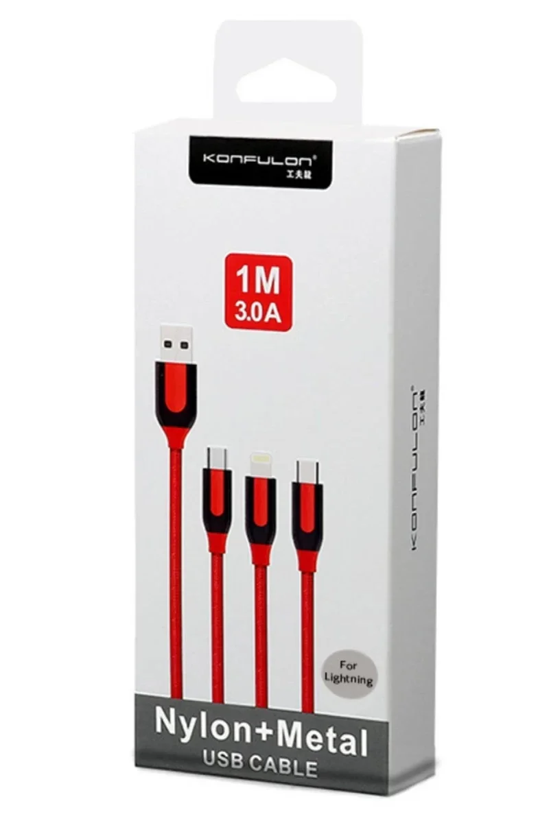 Konfulon S51 Lightning Kablo iphone Uyumlu 1M 3A - Siyah Konfulon S51 Lightning Kablo iphone Uyumlu 1M 3A - Siyah