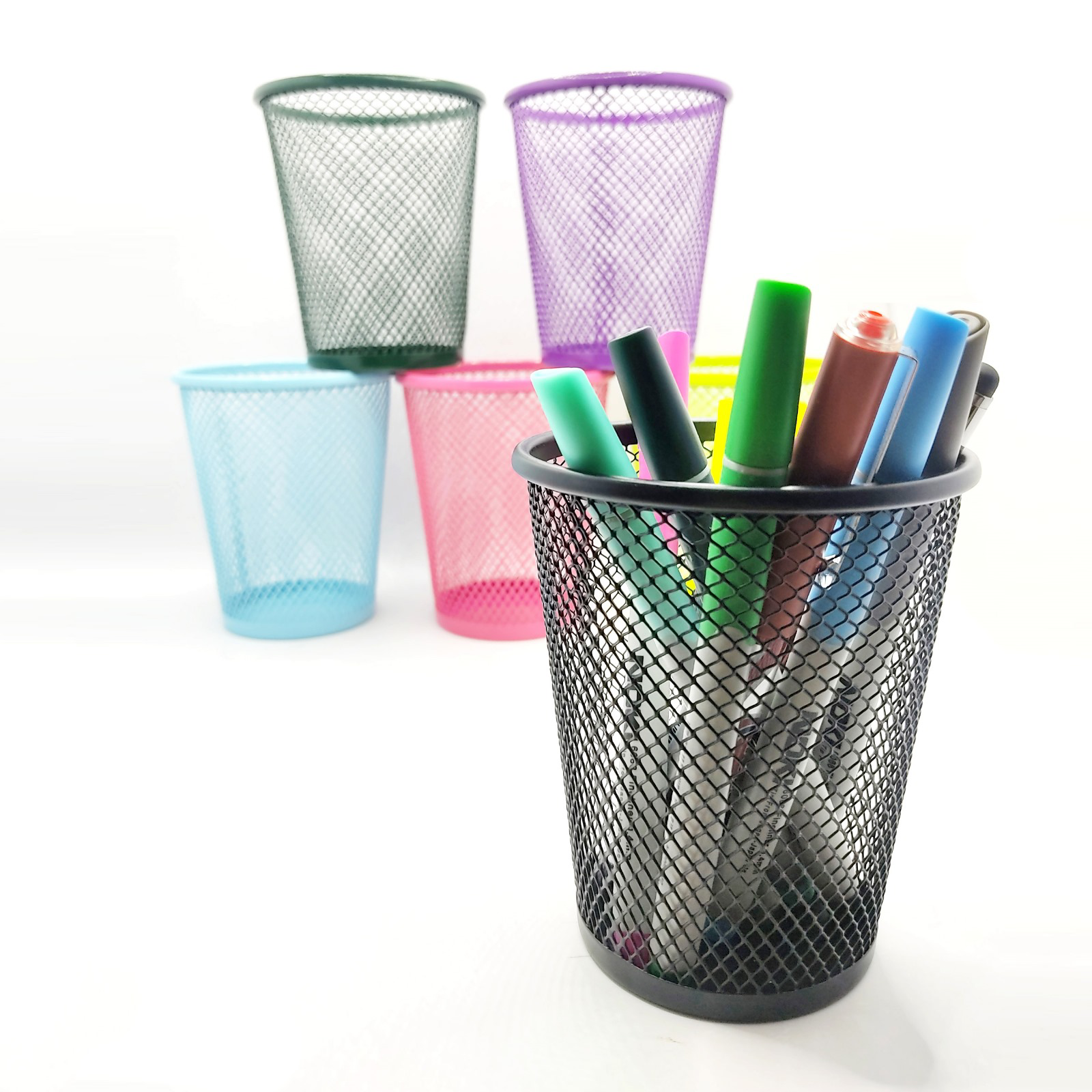 Koni Metal Perfore Kalemlik Örgü Koni Kalemlik Kutu Masaüstü Tel 