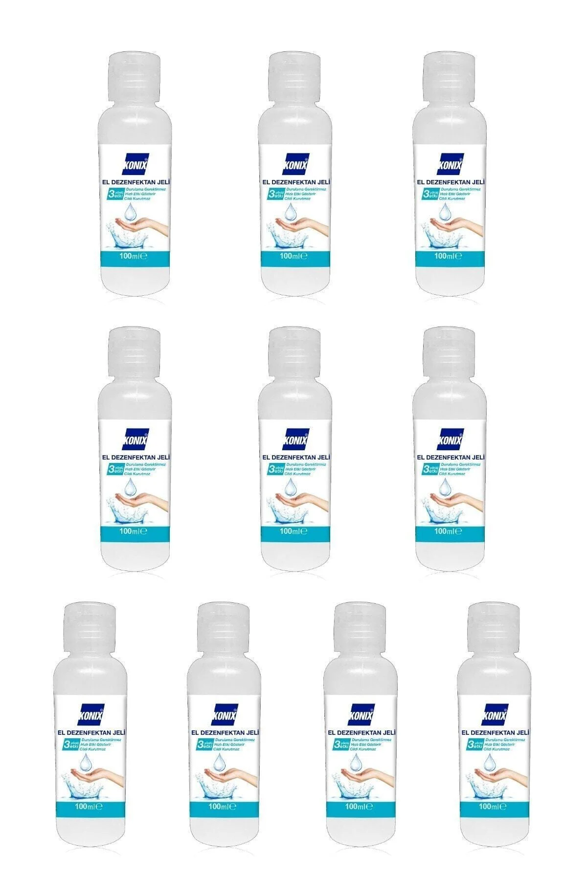 Konix 100 Ml  Virüslere Karşı Etkili El Dezenfektan Jel 10 Adet