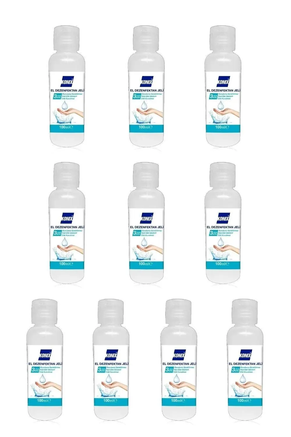 Konix 100 Ml  Virüslere Karşı Etkili El Dezenfektan Jel 10 Adet