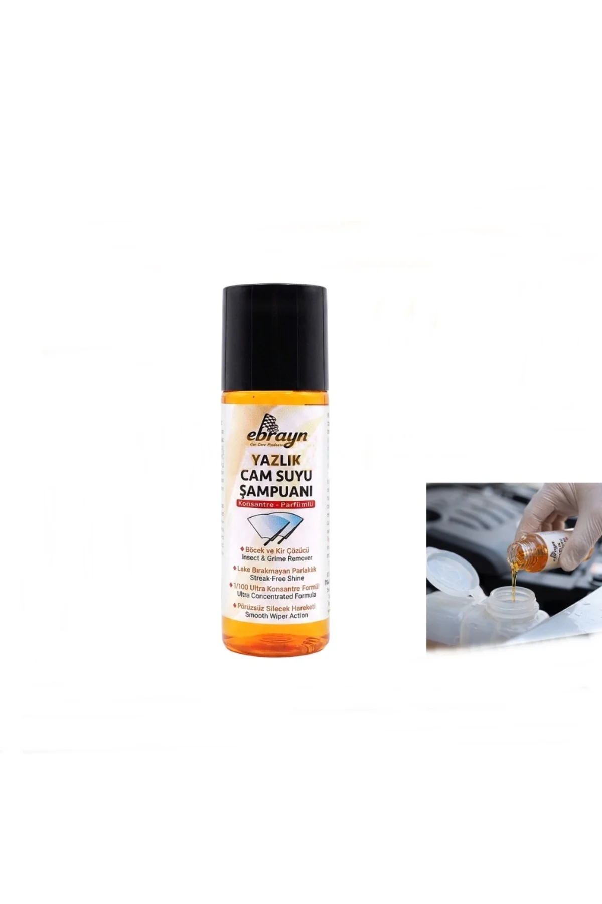 Konsantre Araç Oto Cam Suyu Şampuanı Leke Bırakmayan Etkili Formül 40Ml Konsantre Araç Oto Cam Suyu Şampuanı Leke Bırakmayan Etkili Formül 40Ml