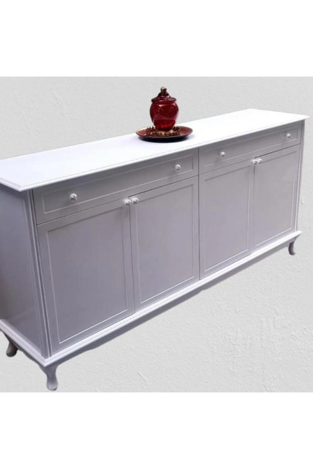 Konsol Klasik Model Tv Sehpa 90386 Ahşap MDF Parlak Beyaz Boya El Yapım Konsol Klasik Model Tv Sehpa 90386 Ahşap MDF Parlak Beyaz Boya El Yapım - Görsel 3