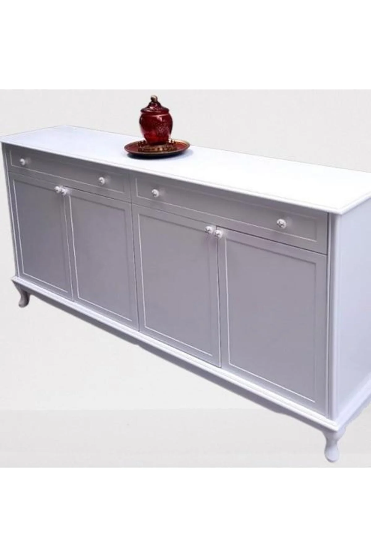 Konsol Klasik Model Tv Sehpa 90386 Ahşap MDF Parlak Beyaz Boya El Yapım Konsol Klasik Model Tv Sehpa 90386 Ahşap MDF Parlak Beyaz Boya El Yapım - Görsel 2