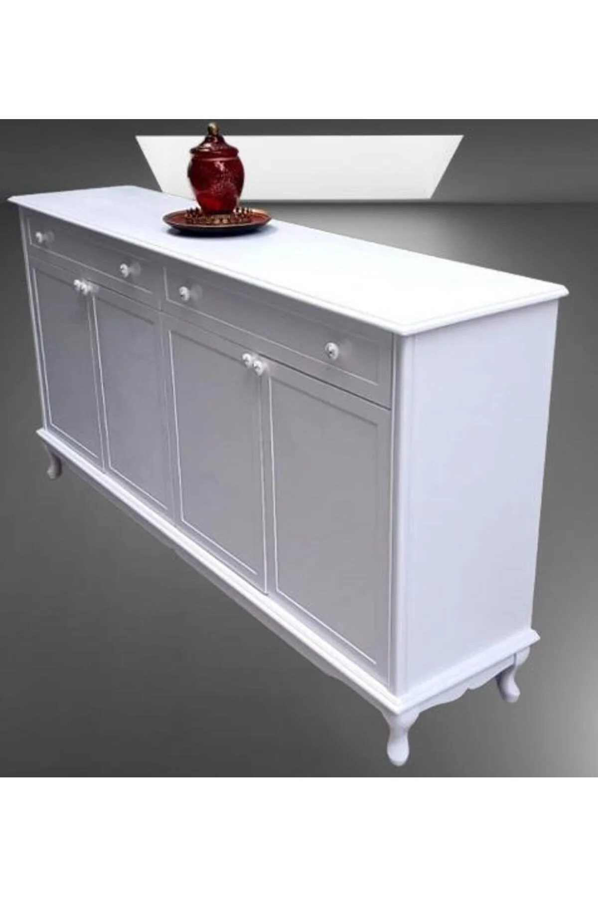 Konsol Klasik Model Tv Sehpa 90386 Ahşap MDF Parlak Beyaz Boya El Yapım Konsol Klasik Model Tv Sehpa 90386 Ahşap MDF Parlak Beyaz Boya El Yapım - Görsel 7