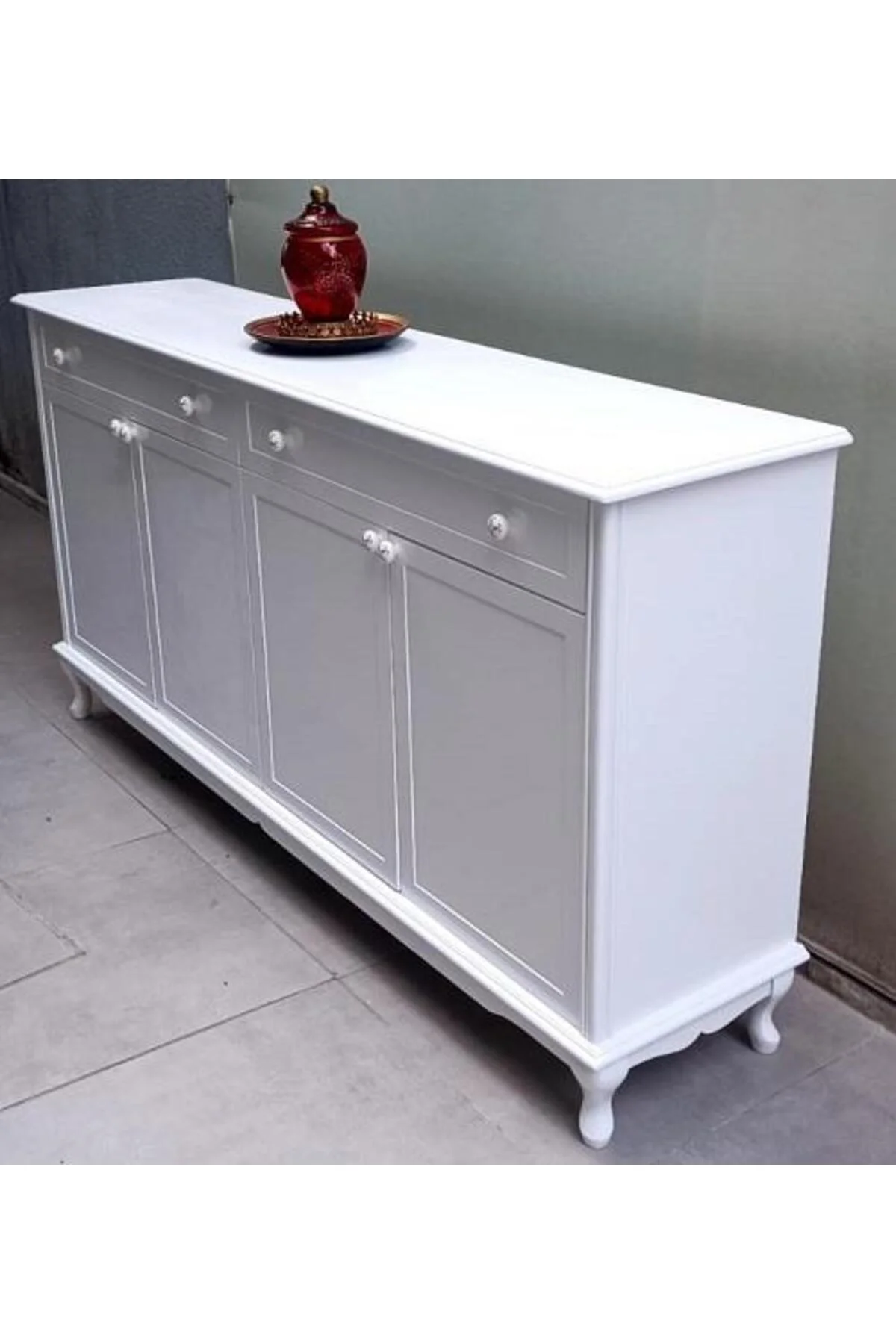 Konsol Klasik Model Tv Sehpa 90386 Ahşap MDF Parlak Beyaz Boya El Yapım Konsol Klasik Model Tv Sehpa 90386 Ahşap MDF Parlak Beyaz Boya El Yapım - Görsel 8