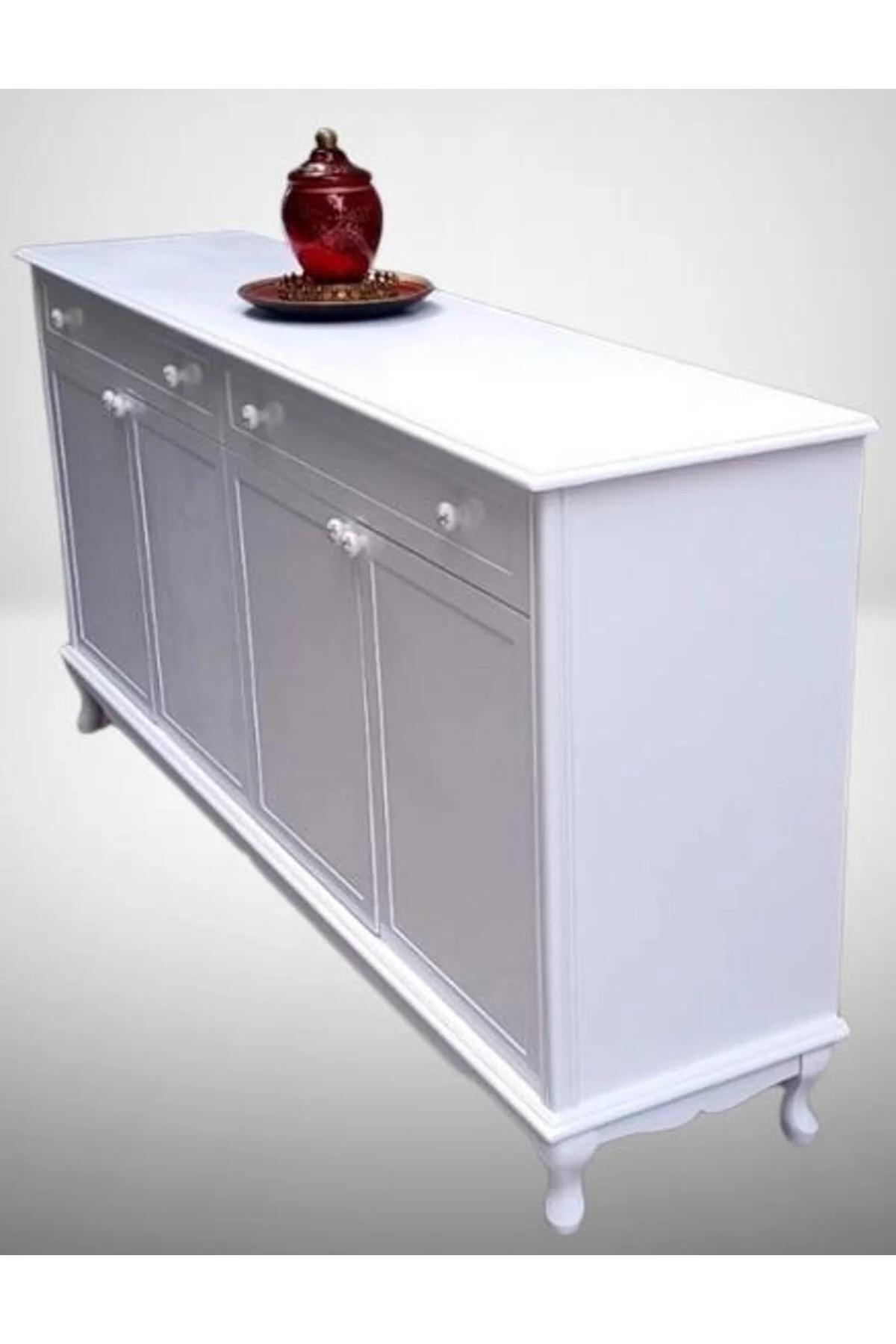 Konsol Klasik Model Tv Sehpa 90386 Ahşap MDF Parlak Beyaz Boya El Yapım Konsol Klasik Model Tv Sehpa 90386 Ahşap MDF Parlak Beyaz Boya El Yapım - Görsel 6