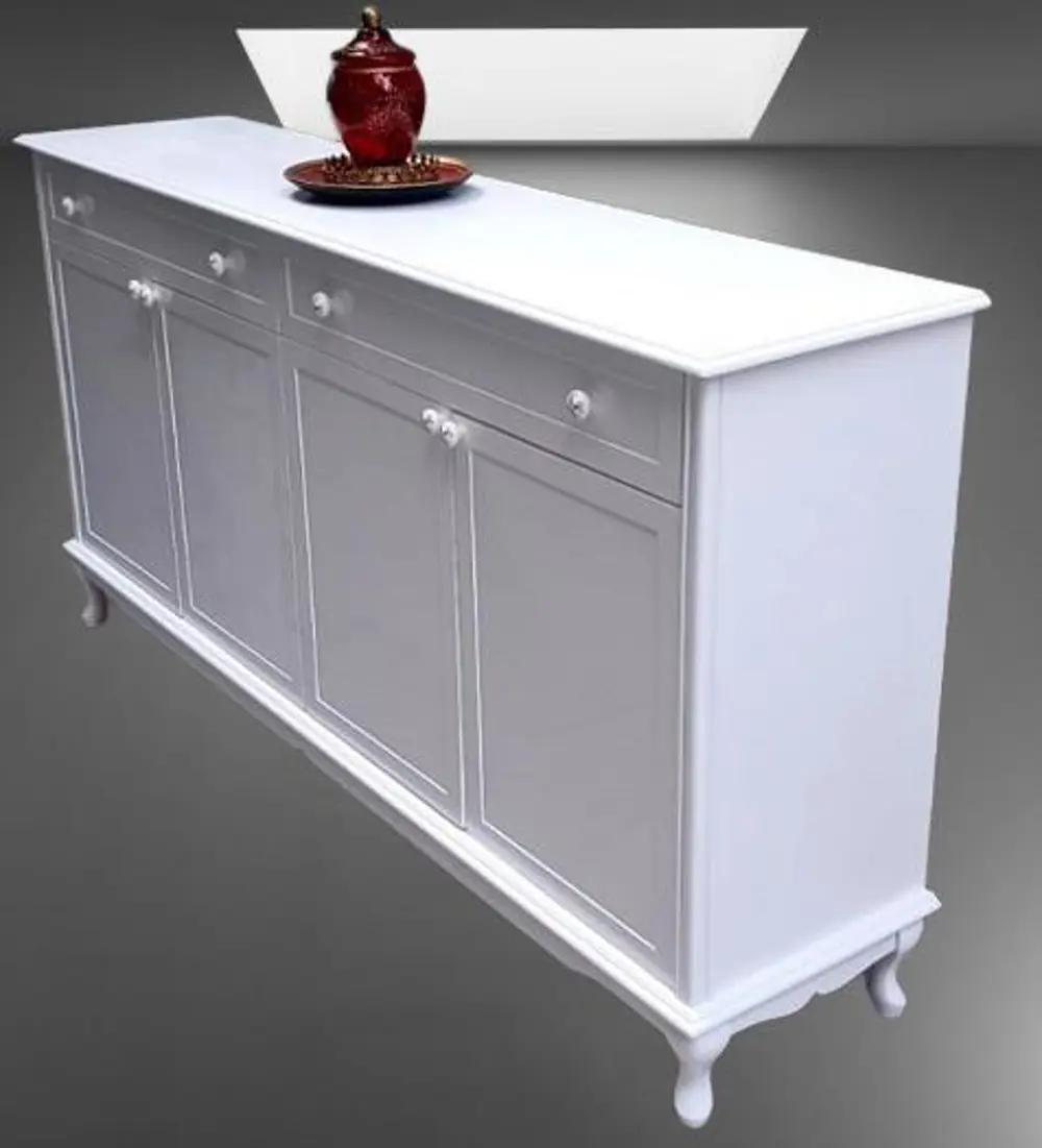 Konsol Klasik Model Tv Sehpa 90386 Ahşap MDF Parlak Beyaz Boya El