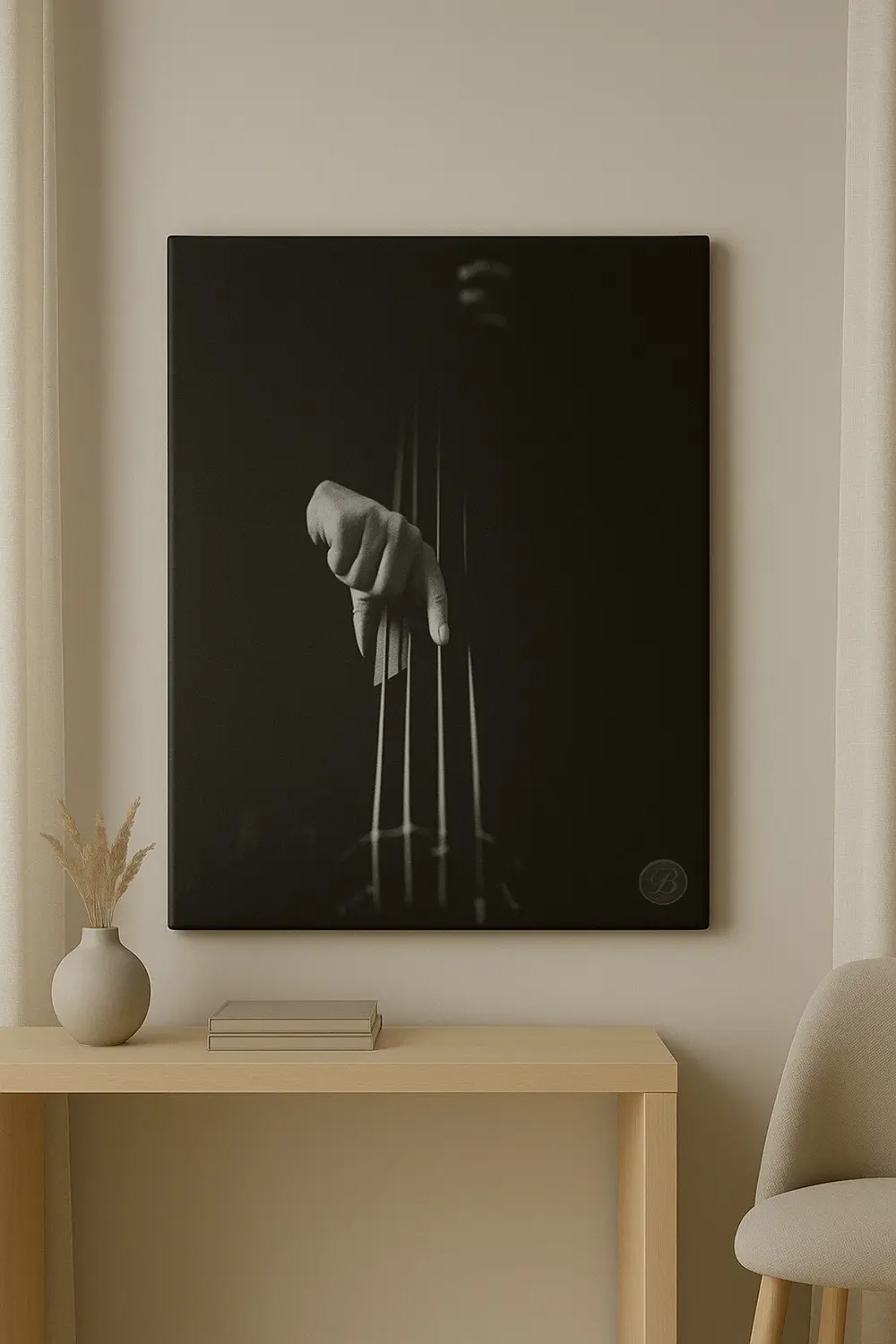 Kontrbas Temalı Kanvas Tablo – Modern Müzik Enstrümanı Duvar Deko